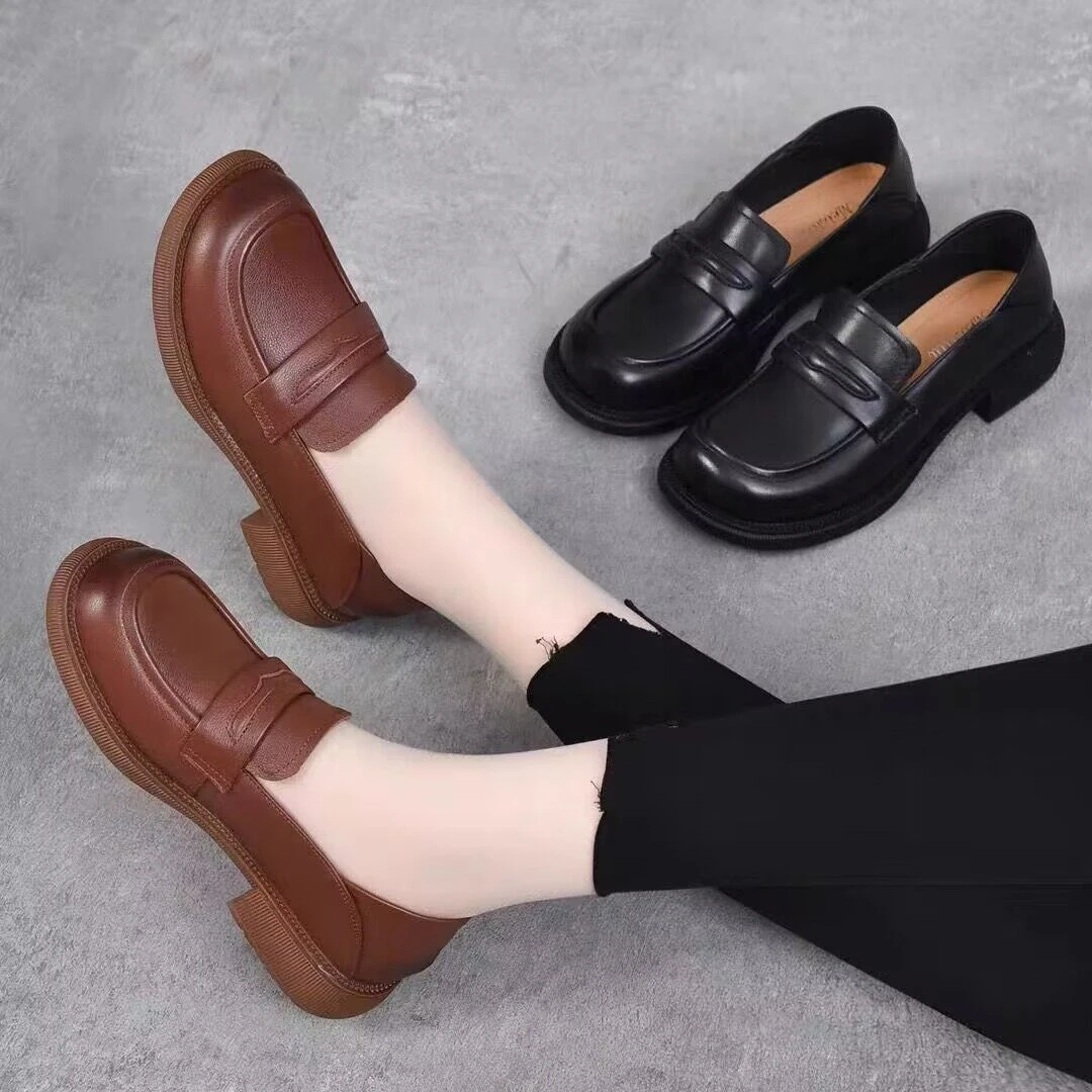 【朵苮品牌】英伦百搭单鞋乐福鞋女厚底乐福鞋新款真软皮软960