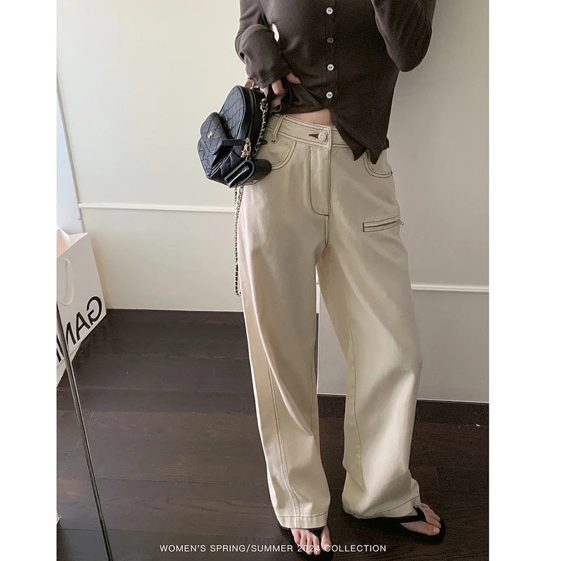 YESWOMEN撞色线汉麻裤·天然纤维直筒裤型XY5043C1796