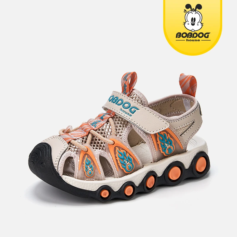 巴布豆男童凉鞋夏季新款儿童防滑网面沙滩运动凉拖男孩包头防踢
