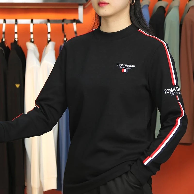 高端卫衣半高领大码保暖套头长袖秋冬加绒加厚款红蓝织带时尚男士