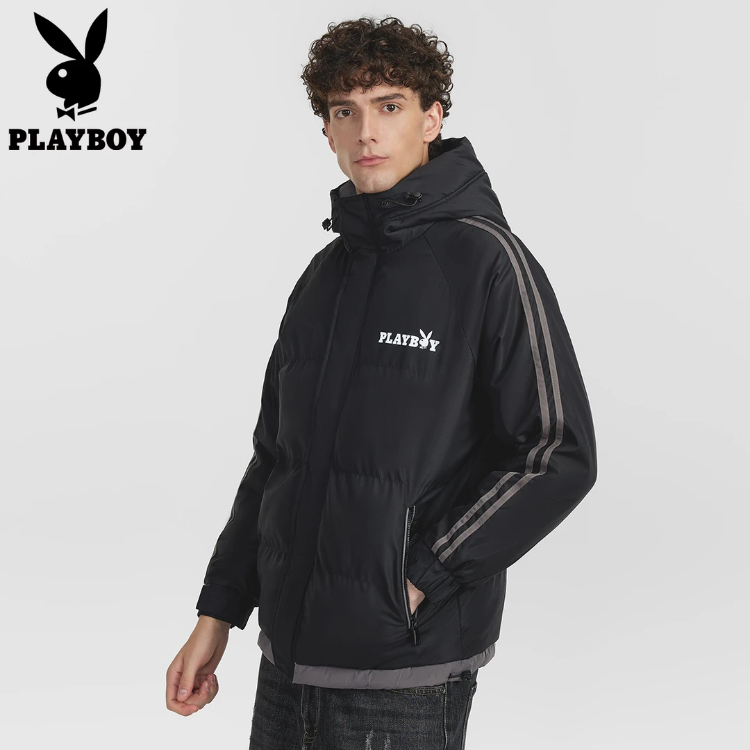 花花公子男士冬季外套棉服男款户外休闲加厚保暖时尚宽松短款外衣