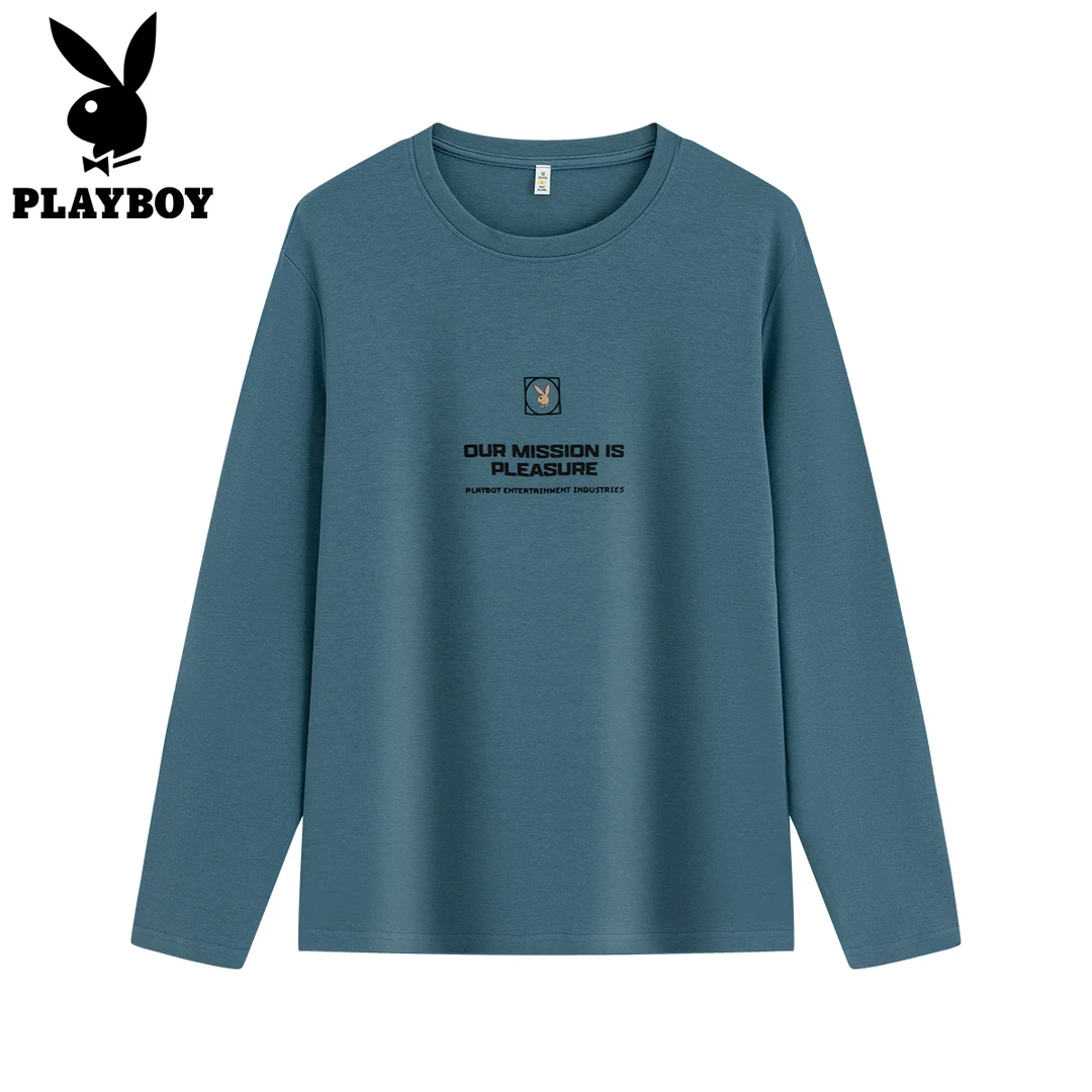 花花公子男士长袖T恤春季新款圆领套头打底衫男装上衣休闲时尚潮