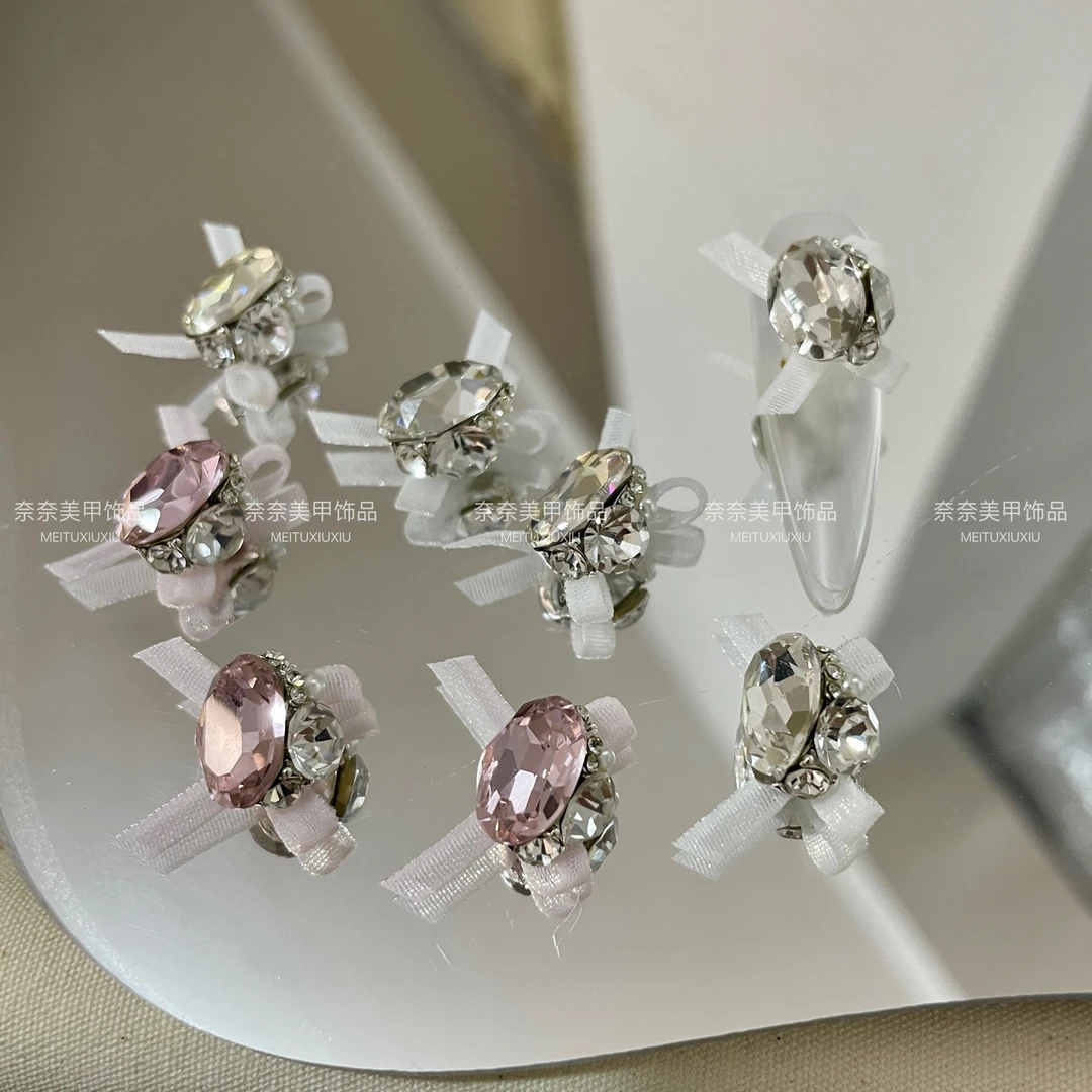 美甲饰品欧根纱蝴蝶结手工钻球成品水晶爆闪高品鸽子指甲爆款堆钻