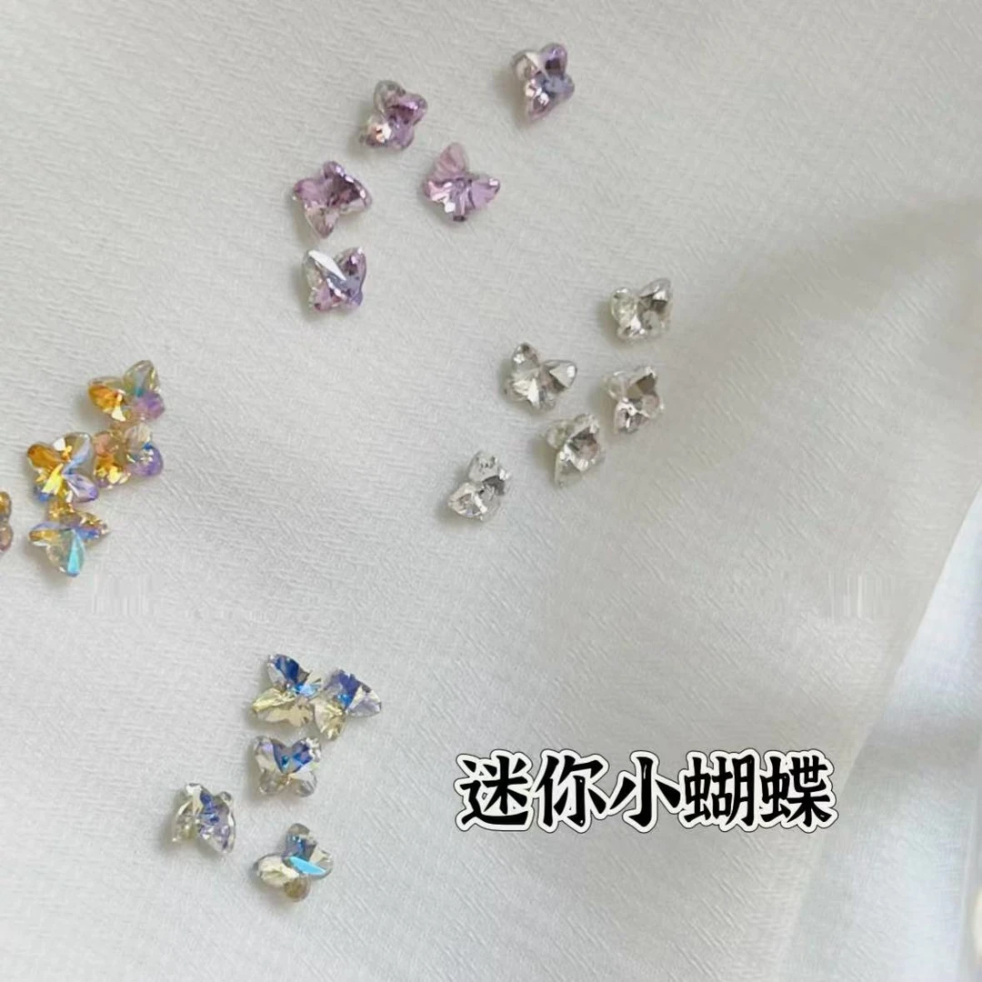 K9水晶立体5*5mm尖底指尖迷你蝴蝶钻超闪玻璃水钻指甲钻石饰品