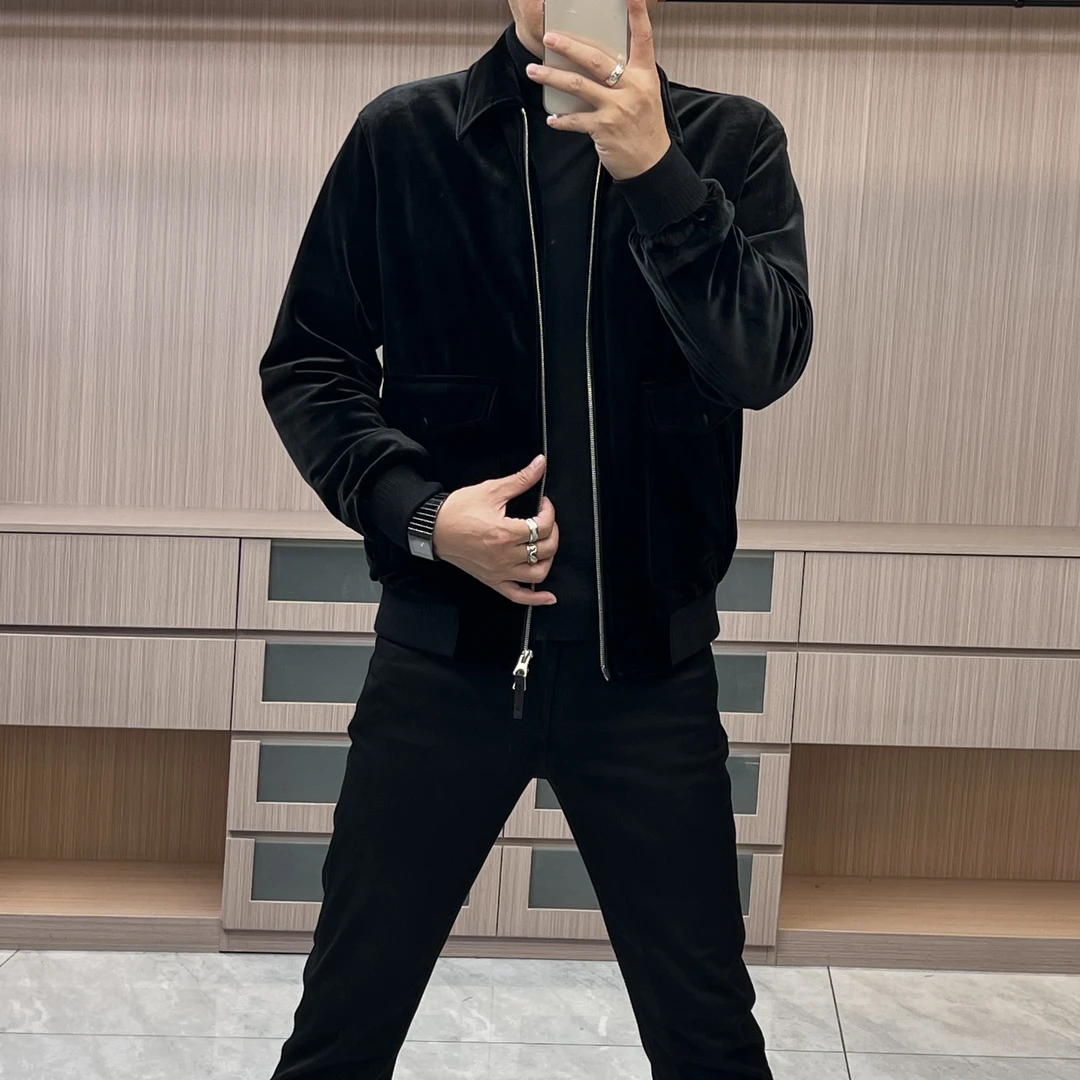 今晨优品-冬季欧版商务金丝绒加厚休闲羽绒夹克外套修身保暖703