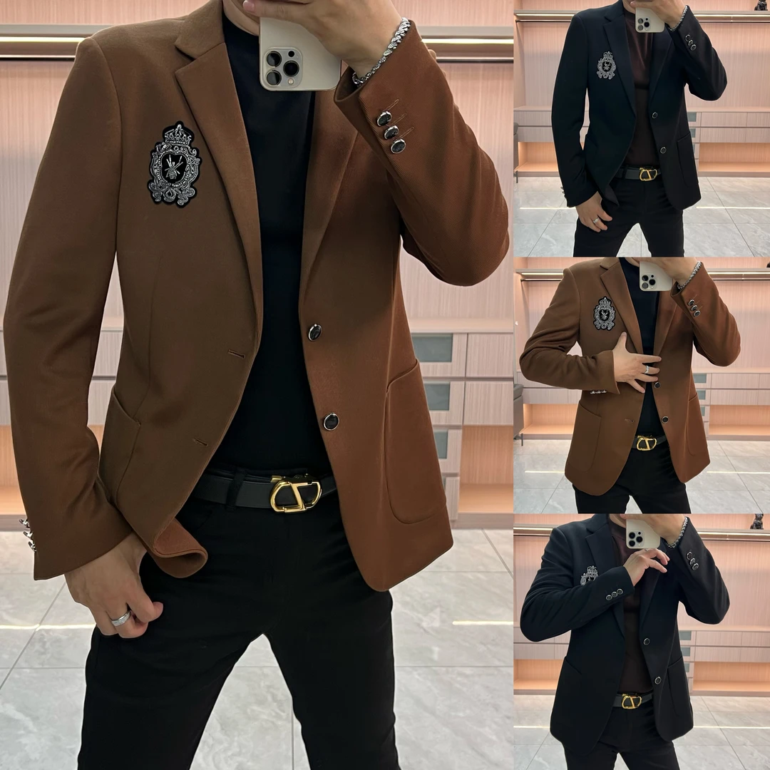 今晨优品-秋季男士休闲百搭欧版轻奢西服外套章仔雅痞商务588168