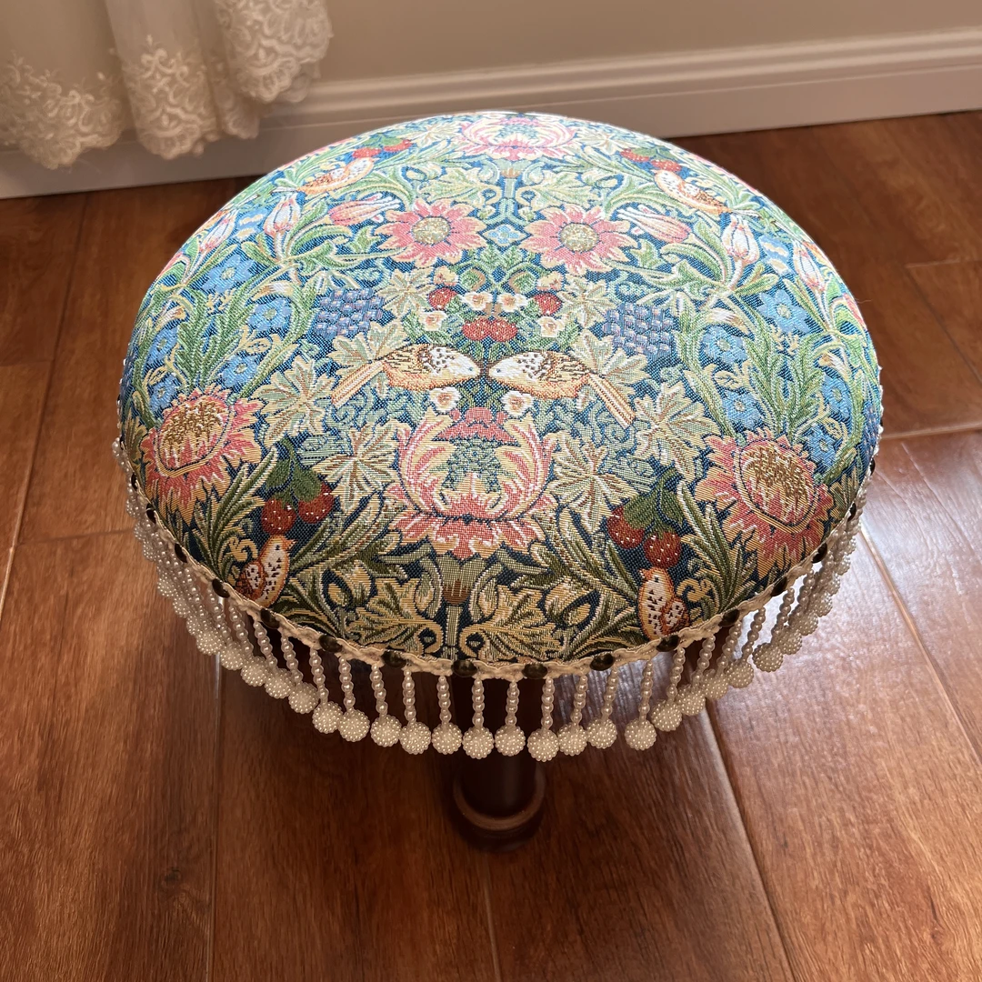 美式风格波西米亚民族风流苏布艺小凳子家用换鞋凳实木板凳小椅子