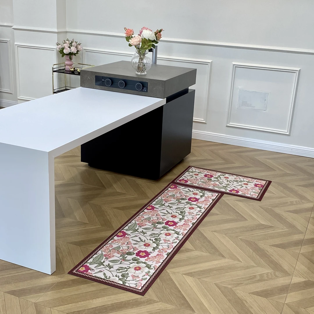 美式复古花卉厨房硅藻泥地垫浴室防滑干脚垫家用洗手台吸水吸油垫