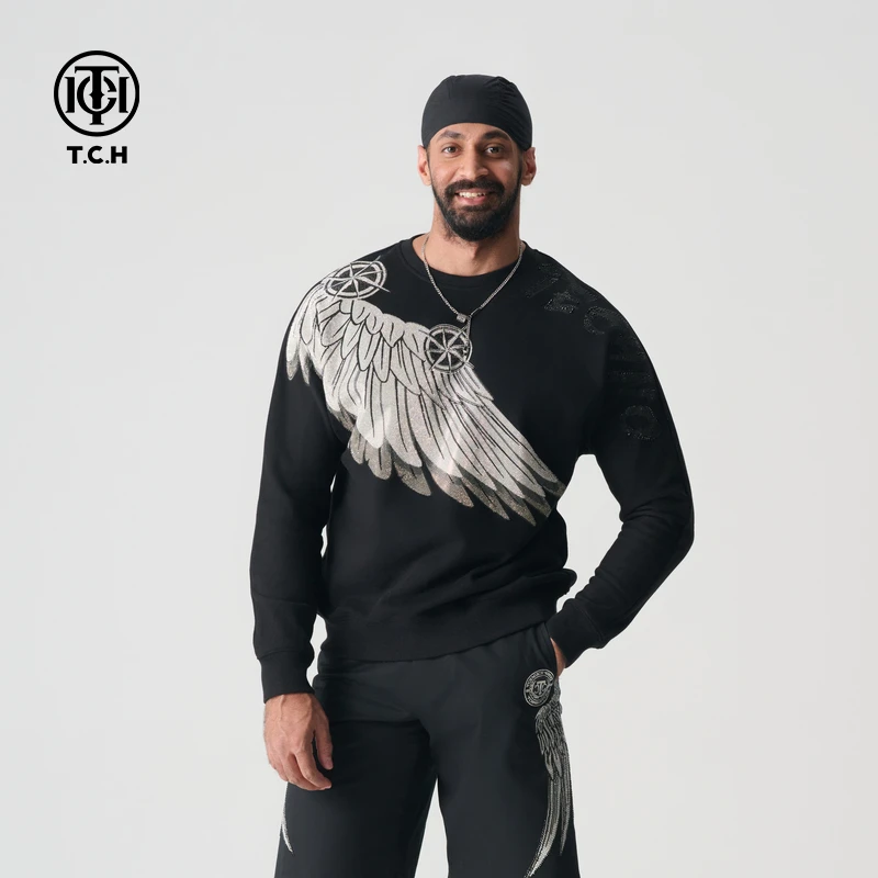 TCH服饰店-春烫钻圆领长袖经典系列圆领衫上衣T72A116039