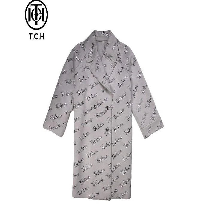 TCH服饰店播-潮牌时尚双排扣不规则大衣女T72D286018