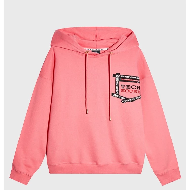 上海静安-TCH安全带烫钻粉色帽衫男女同款T21112C6048