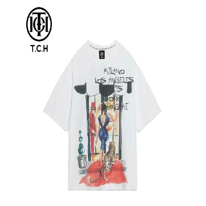 TCH服饰店播-潮牌字母涂鸦时尚休闲短袖女T21310C6046