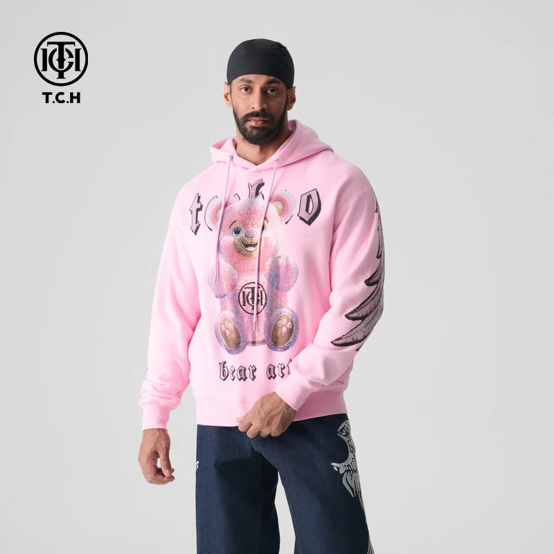 TCH服饰店-春季宽松粉色连帽卫衣帽衫系列T72A126011