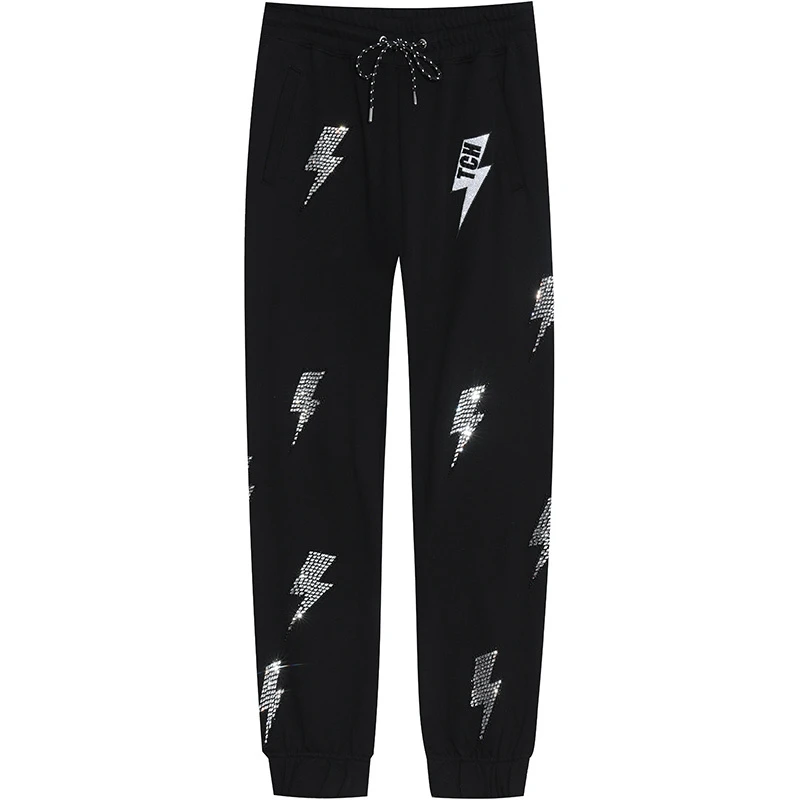 镇江苏宁-TCH烫钻潮流时尚休闲裤黑色卫裤男女同款T66B206112