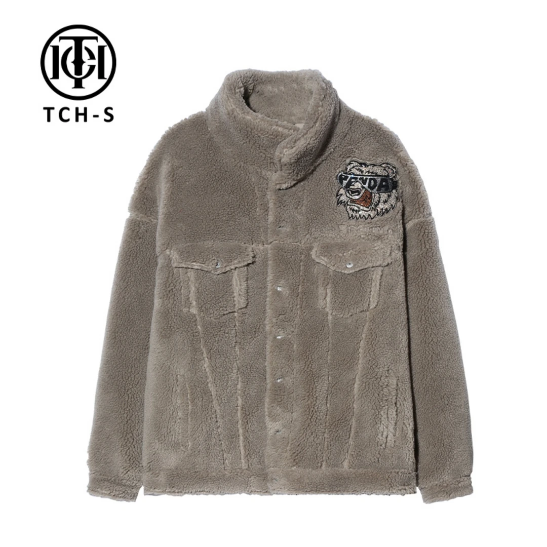 TCH重庆-服饰店播-墨镜熊刺绣咖色多口袋秋冬厚外套S69D276032