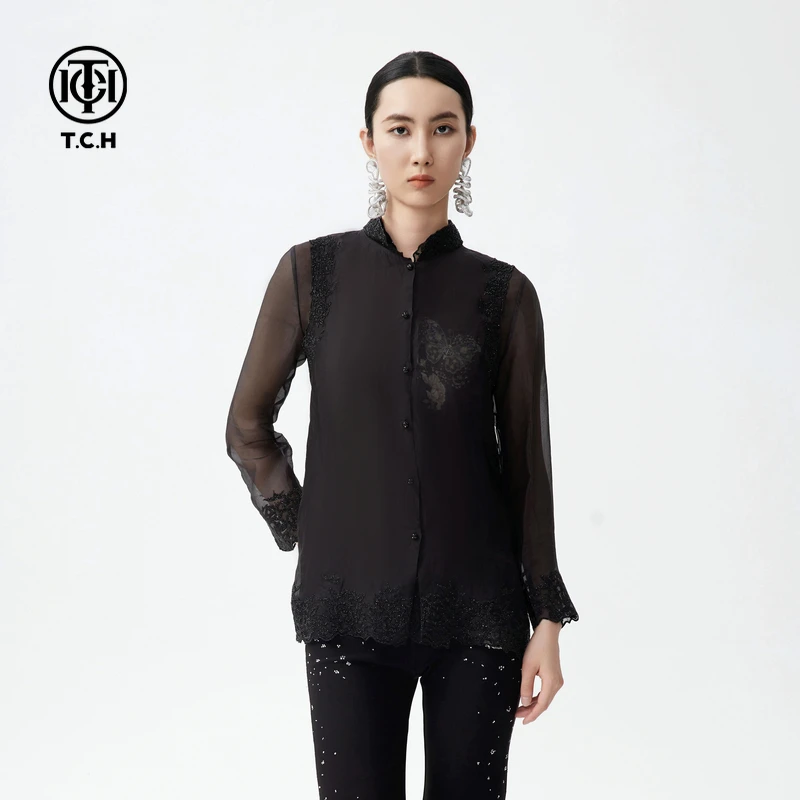 TCH服饰店播蝴蝶印花时尚千金风马甲气质新款T72C016029