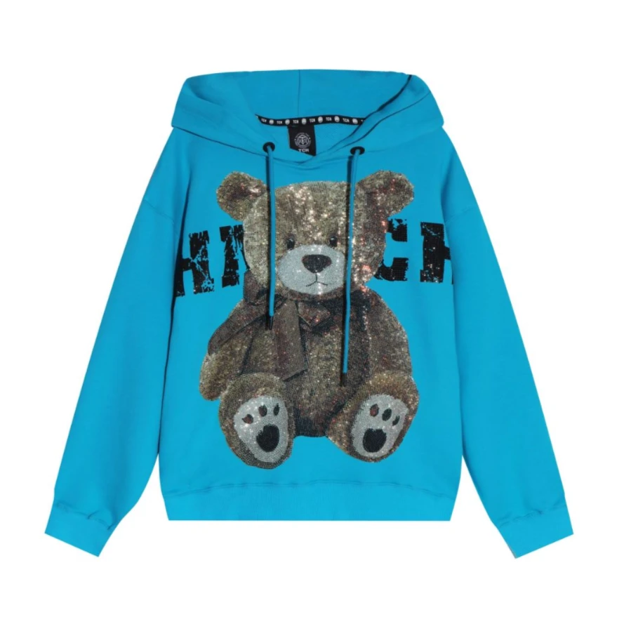 TCH服饰店播-TECHNOCHILLOUTHOUSETCH抱抱熊蓝色帽衫T21112C6051