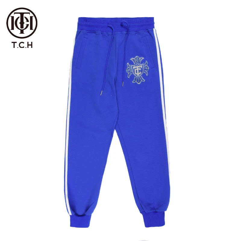 TCH服饰店播-拼接秋冬新款蓝色卫裤T69D20E6013