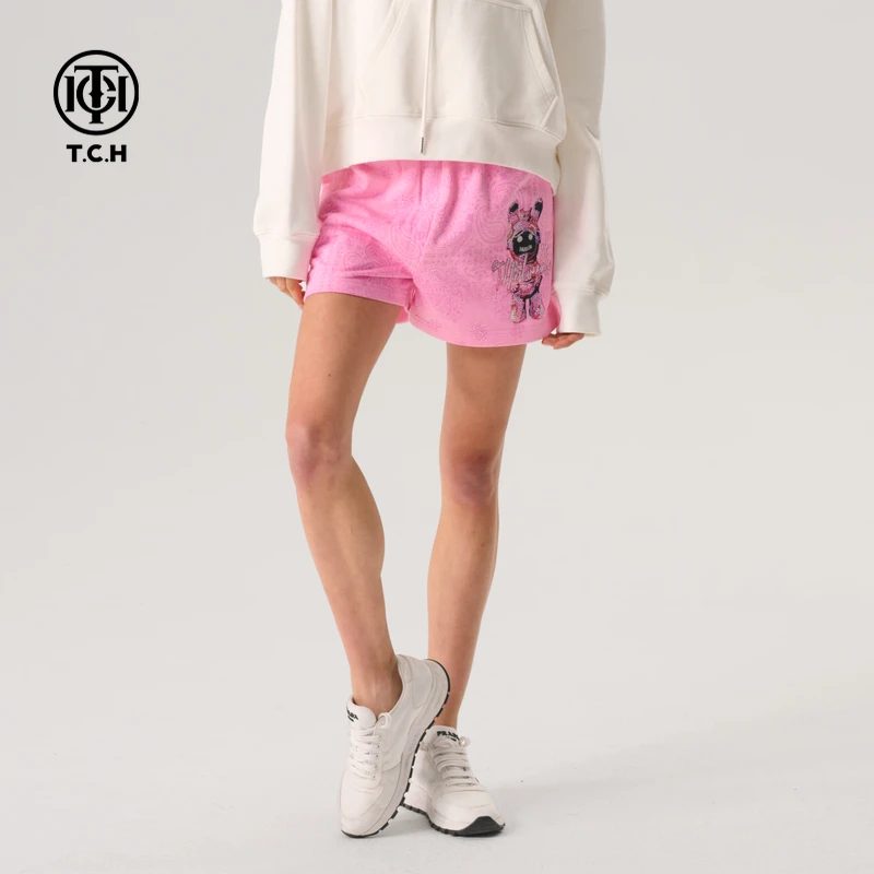 TCH服饰烫钻印花个性宽松休闲短裤男女系列T72B216077私服tch