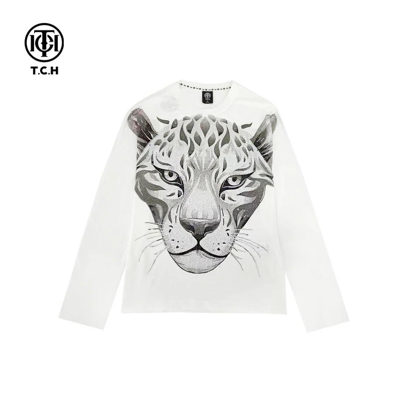 TCH服饰店播-2025秋季新款白色长袖T恤男女同款T72C086002