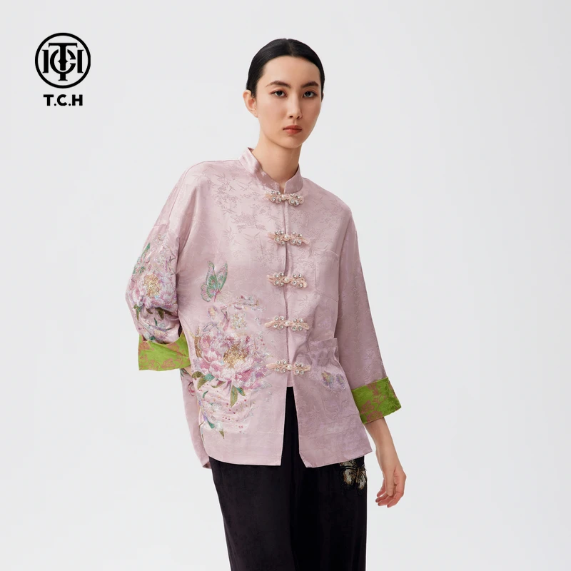 TCH服饰店播新中式外套新款盘扣复古上衣T72C276150