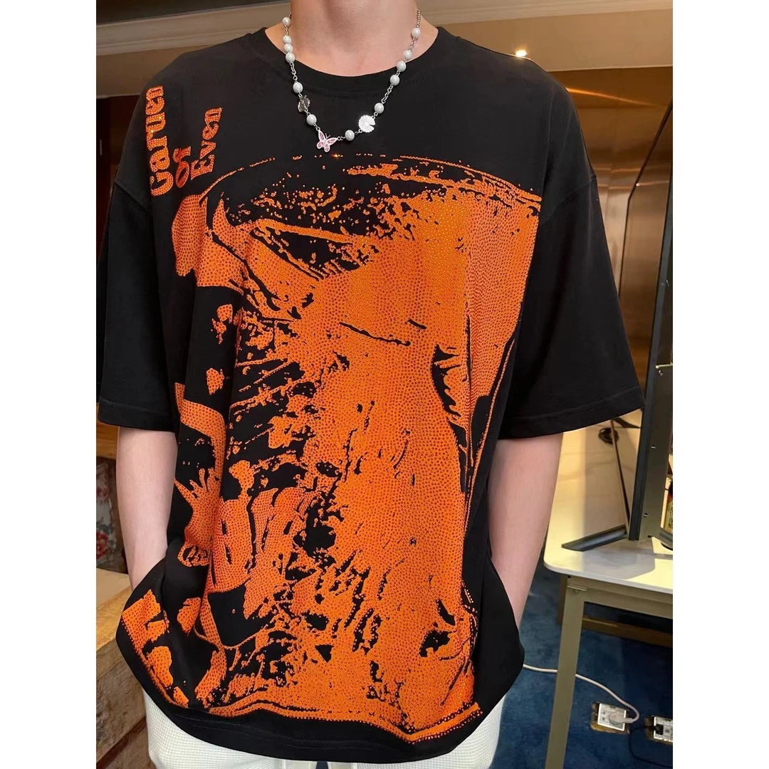 TCH服饰店播-TCH-潮牌新款橘色短袖T恤男女同款 T21110C6044