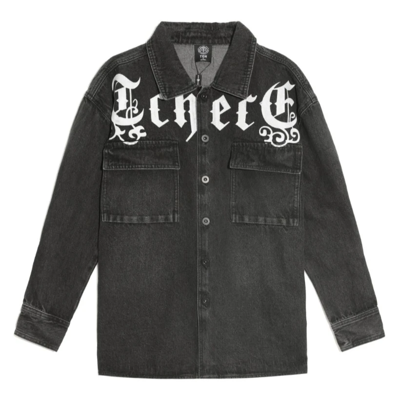 TCH服饰店播--烫钻印花宽松显瘦水洗牛仔外套T21106C3002