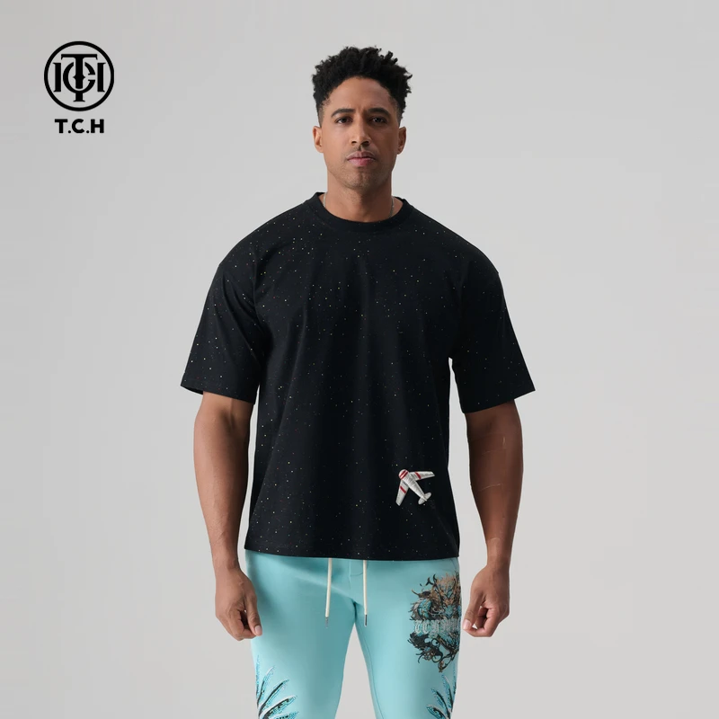 重庆-TCH2025夏满钻黑色T恤简约半袖T72B106177