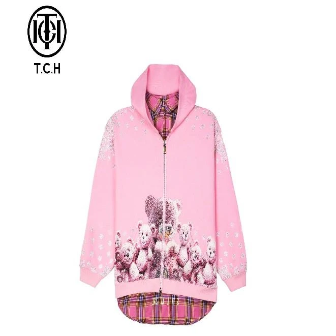 TCH服饰店播-潮流拼接花瓣绣花加厚保暖外套女T72C176026