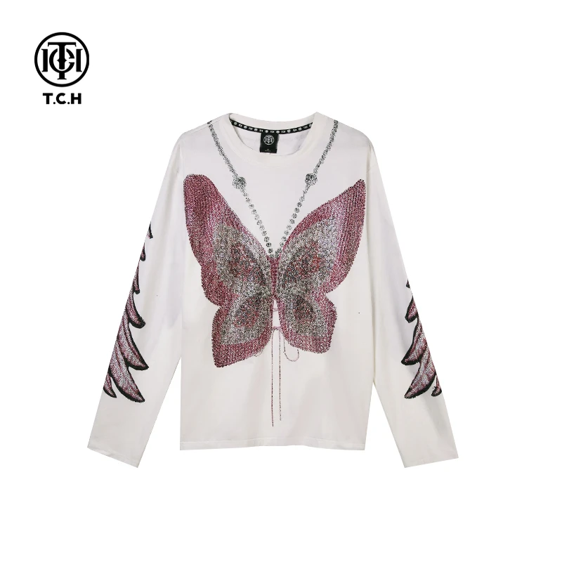 TCH服饰店播- 2025秋季新款长袖T恤女大翅膀休闲上衣男T72C086009