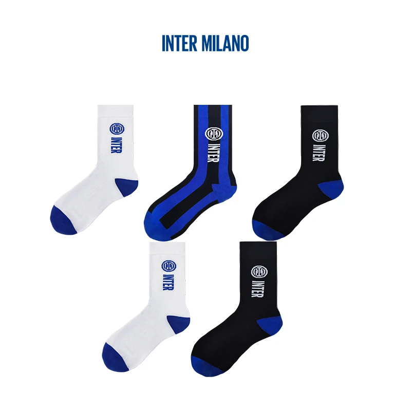 5双装 国际米兰防臭吸汗透气中筒袜纯棉百搭ins潮流袜子M38005