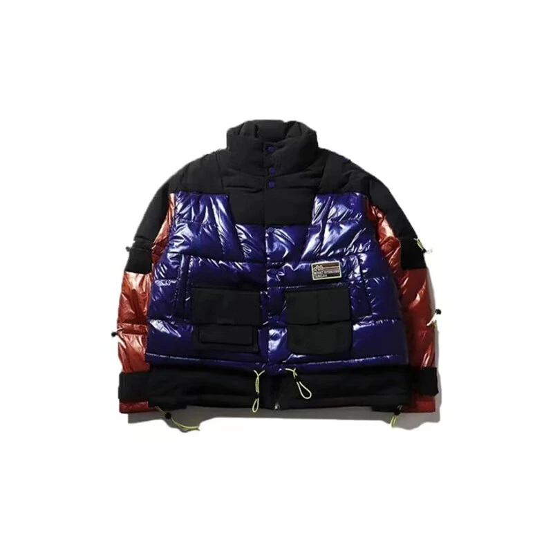 断码李宁冬季男款拼色休闲时尚短款立领白鹅绒90%羽绒服AYMP163