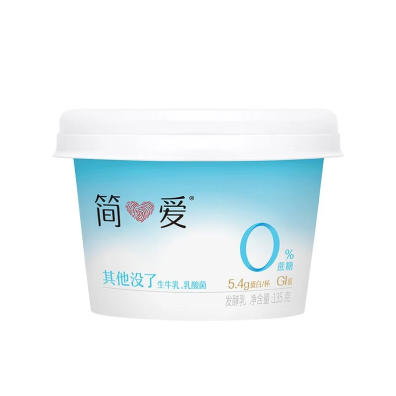 简爱0蔗糖乳酸菌生牛乳酸奶135g/杯