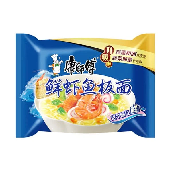 康师傅 经典重现鲜虾鱼板面方便面速食快餐 98g/袋