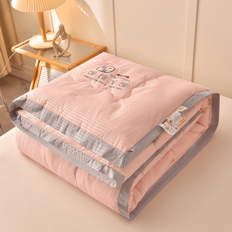V/雅鹿A类水洗棉泡泡纱大豆被被子被芯加厚冬被原棉亲肤印花单人