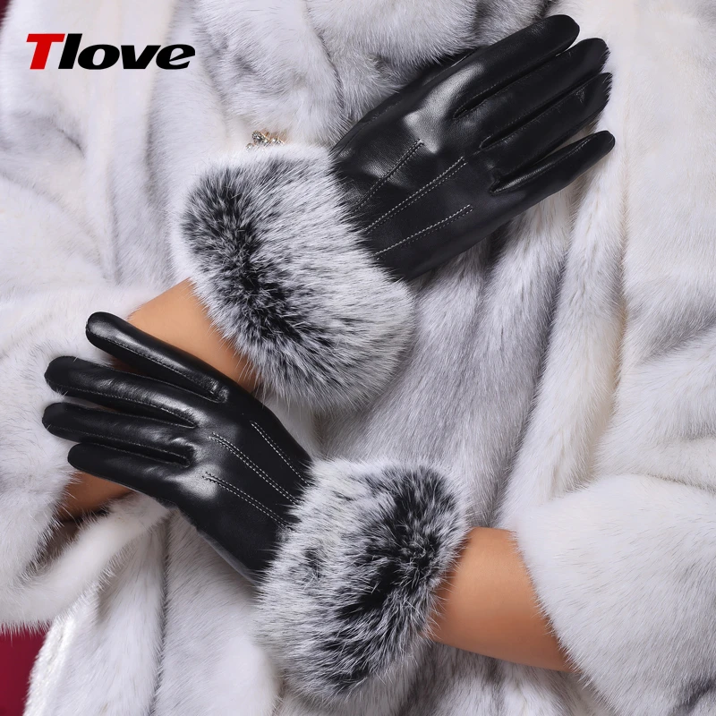 6003秋冬时尚触控分指保暖手套女士真皮可触屏手套