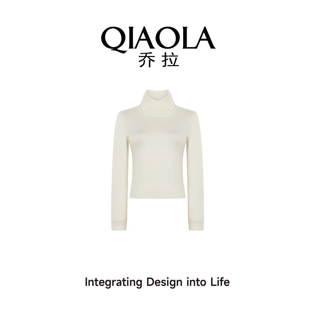 QIAOLA/乔拉【冬日暖阳】秋冬季毛织混纺半开领百搭打底针织衫预售