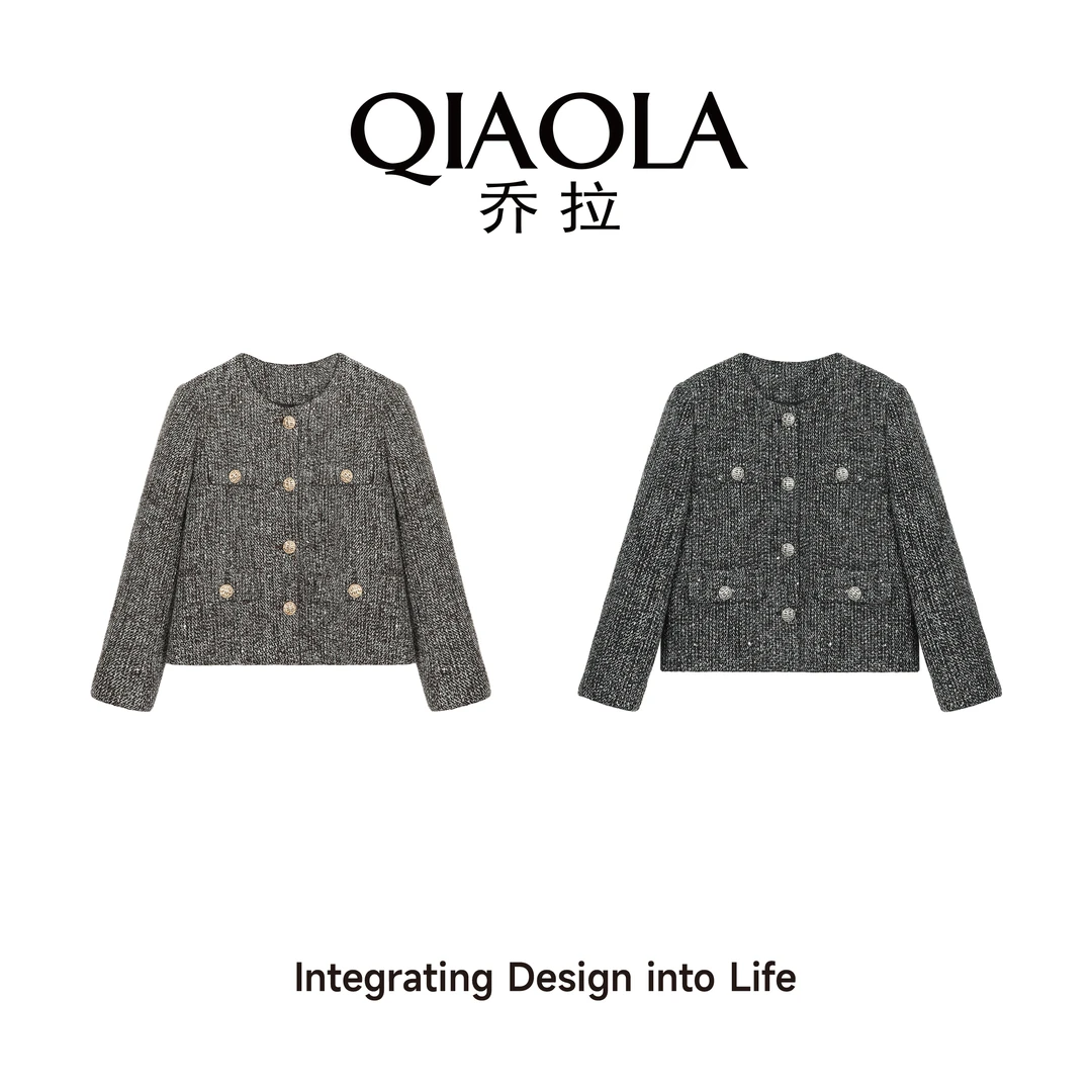 QIAOLA/乔拉【墨影幽韵】秋冬新款精致气质轻奢设计感鹅绒外套预售