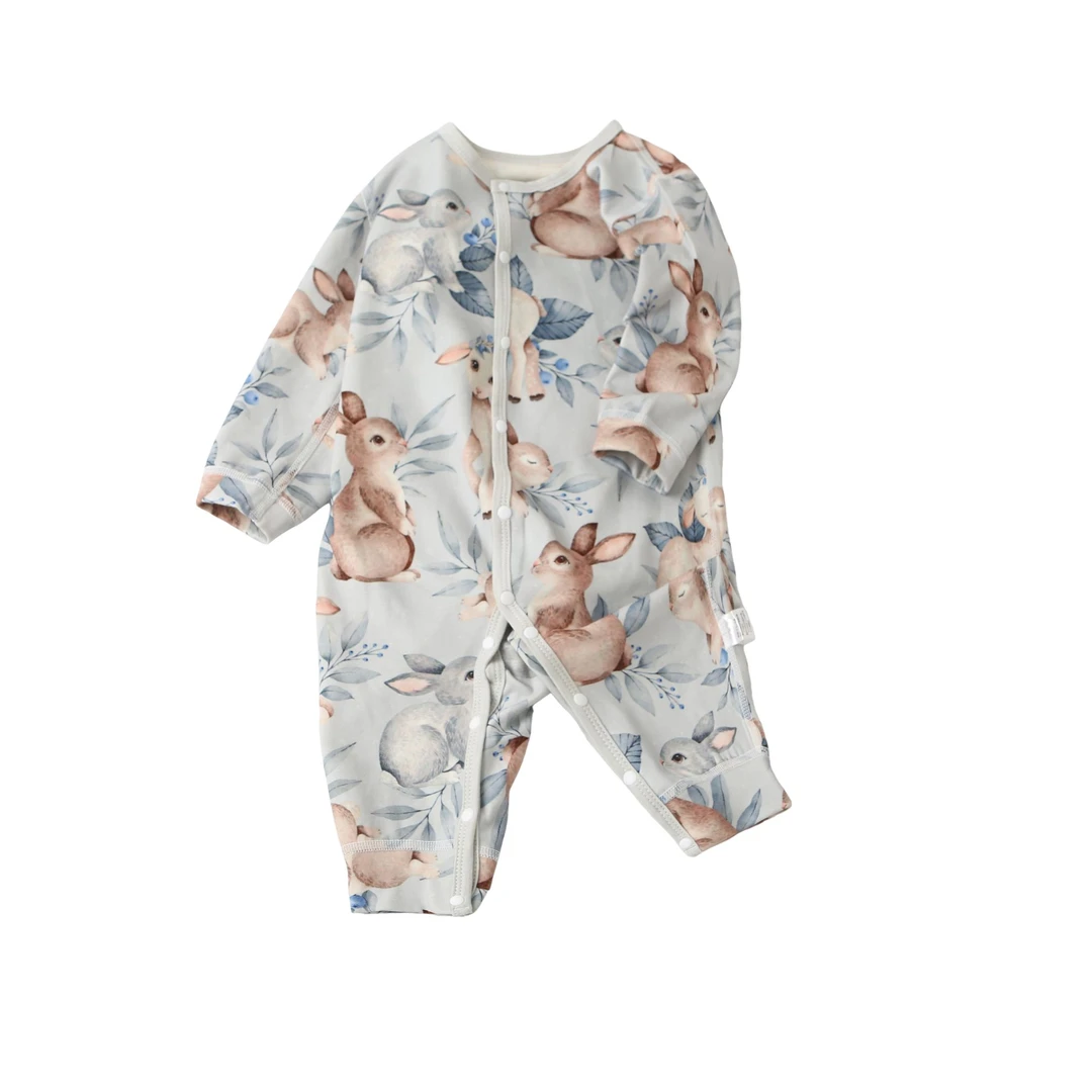 【小猪连体羊毛蚕丝对开】婴幼儿衣服四季连体衣可外穿