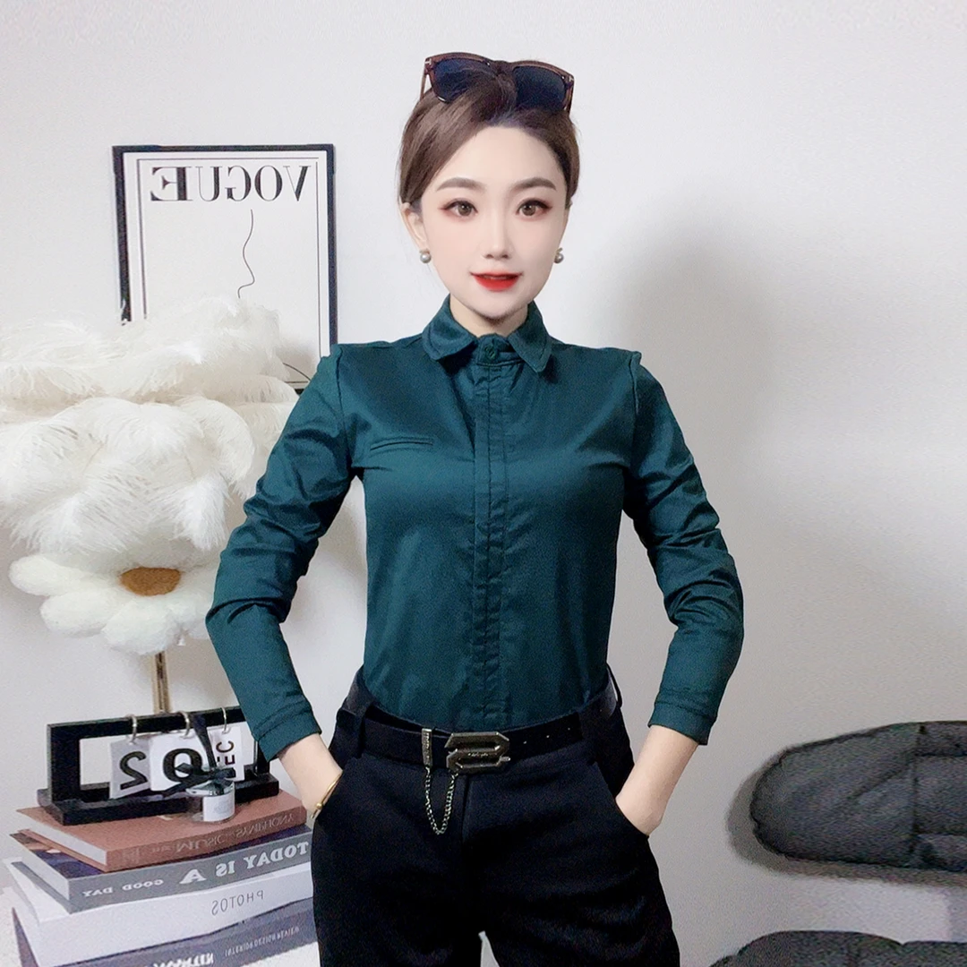 【加绒】K5105新款加绒保暖长袖时尚洋气气质百搭显瘦女装衬衫