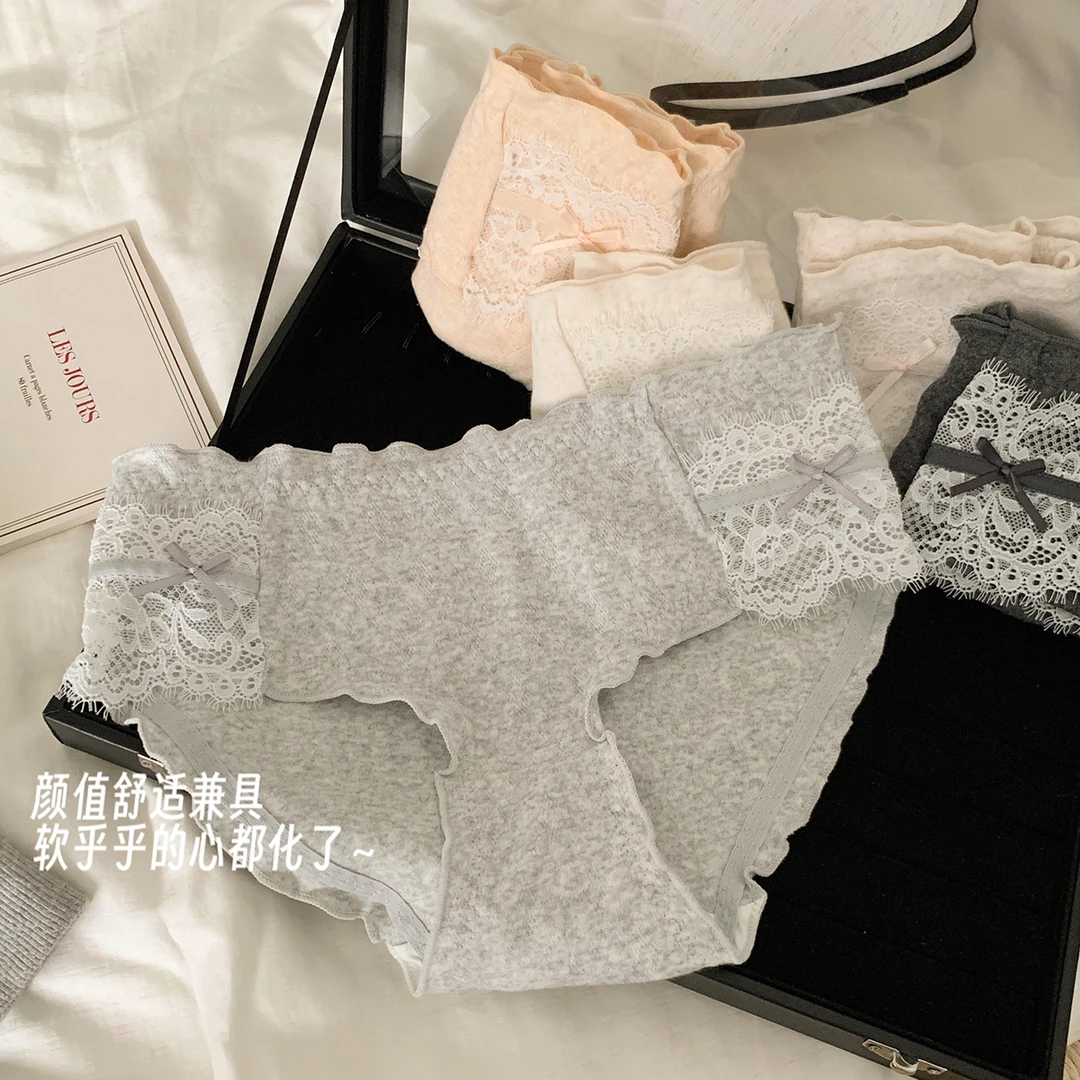 『Black』日系纯欲甜美蕾丝蝴蝶结少女内裤棉质低腰透气三角裤