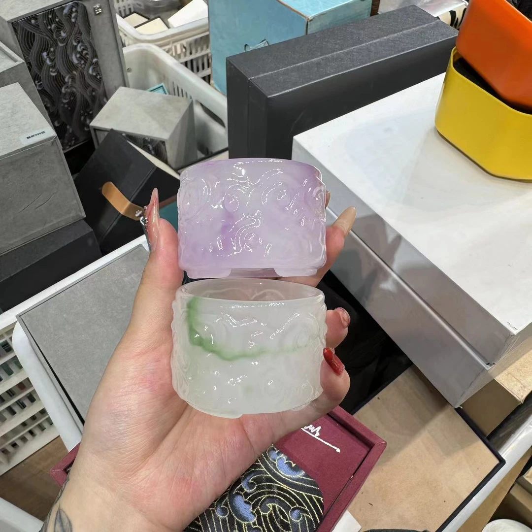 【闪购商品】紫色琉璃浮雕主人杯加翠绿浮雕琉璃主人杯 1928+1929