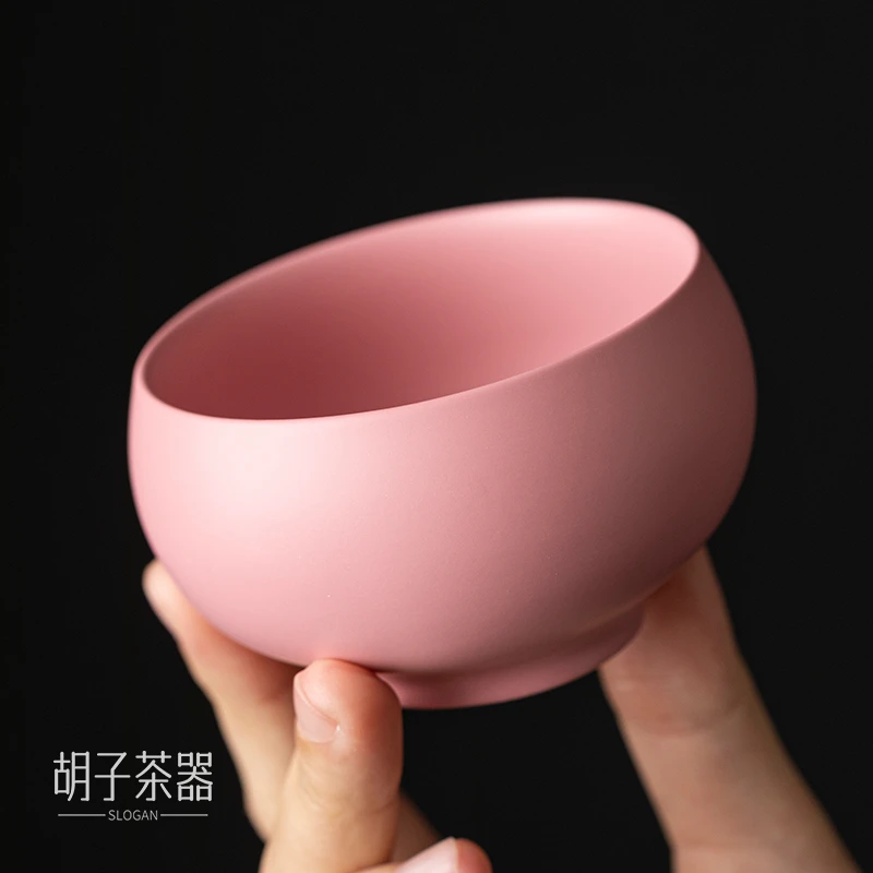 叶老师手作粉紫砂罗汉主人杯  3495