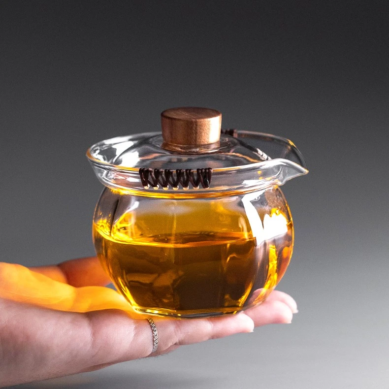 暮雪手抓壶高硼硅耐热玻璃盖碗泡茶碗茶杯家用