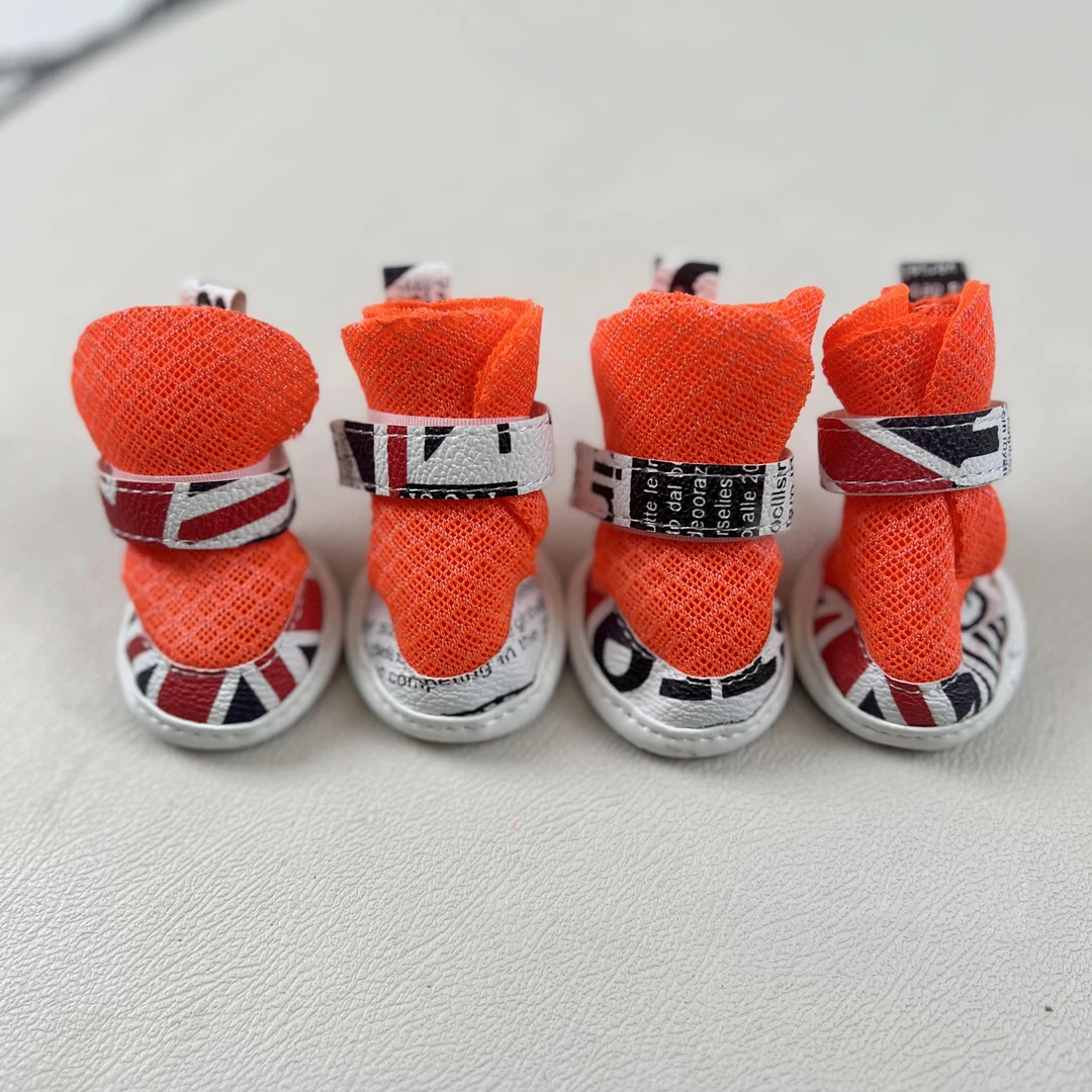 狗狗舒适网面软底鞋子网眼透气凉鞋反光魔法粘泰迪春夏秋季宠物鞋