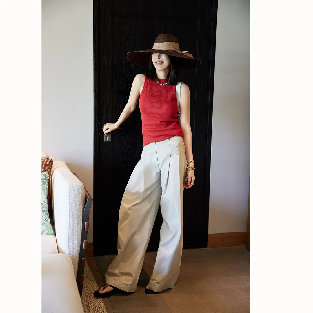 【FELOCCA】夏款显白元气刺绣字母背心吊带  CC1123