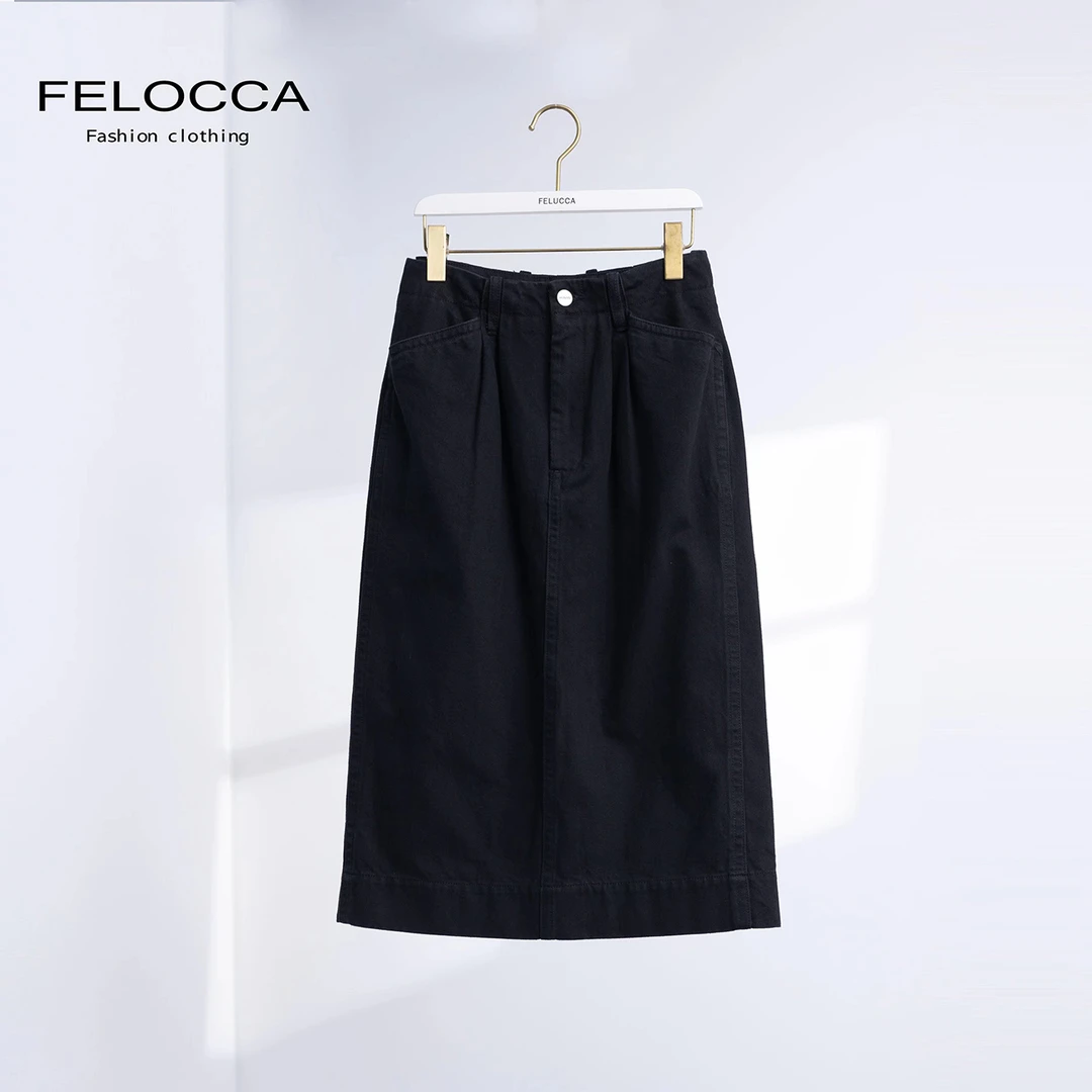 【FELOCCA】直筒百搭时尚宽松牛仔半裙CC1592