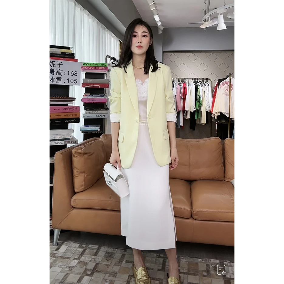 【FELOCCA】羊毛淡黄色西服长袖外套   9417