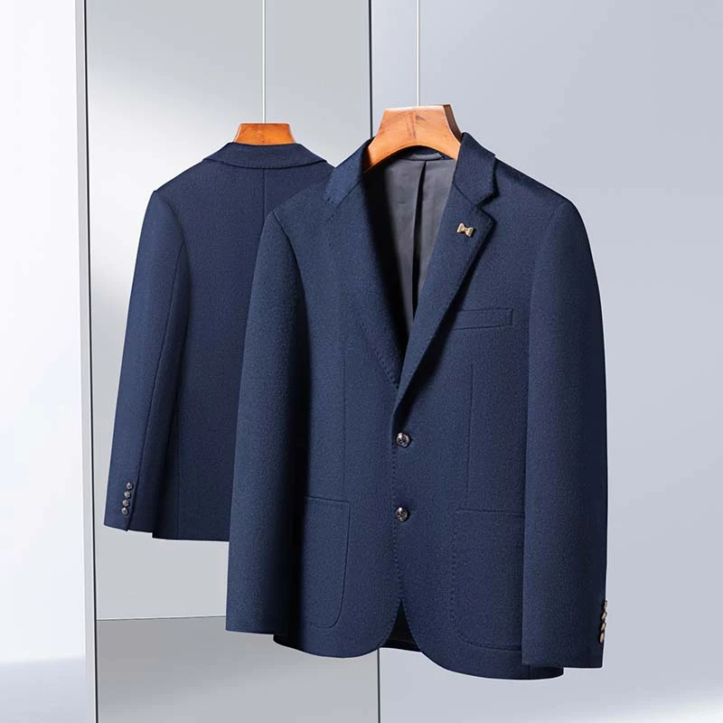 秋冬新款男士羊毛西服韩版修身毛呢小西装青年商务休闲外套轻奢