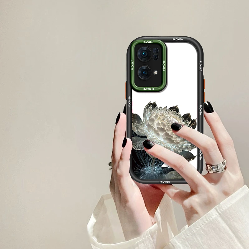 适用于OPPO Reno7Pro大莲花手机壳Reno7全包硅胶Reno7SE防摔女款